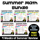 Summer Math Worksheet Bundle - Review of 3rd, 4th, 5th, 6t