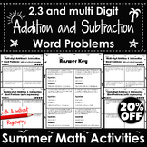 Summer Math Worksheets 2,3 and Multi Digit Addition & Subt