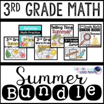 Preview of Summer Math Worksheets 3rd Grade Bundle