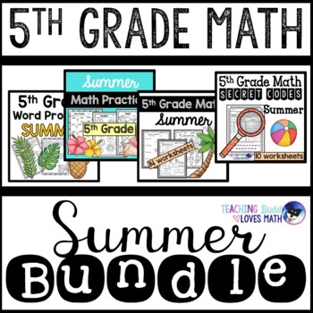Preview of Summer Math Worksheets 5th Grade Bundle