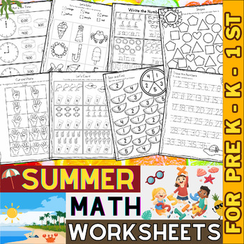Preview of Summer Math Worksheets Pack | End of the Year Activities | Summer Activities
