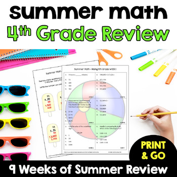Preview of Summer Math Worksheets - Review of 4th Grade for Rising 5th Graders