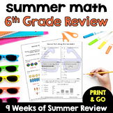 Summer Math Worksheets - Review of 6th Grade for Rising 7t