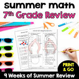 Summer Math Worksheets - Review of 7th Grade for Rising 8t