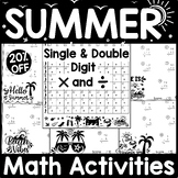 Summer Math Worksheets Single and Double Digit Multiplicat