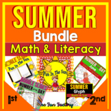 Summer Glyph First Grade Math & Literacy Review Packet | S