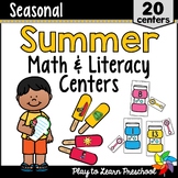 Summer Math and Literacy Centers Activities for Preschool 
