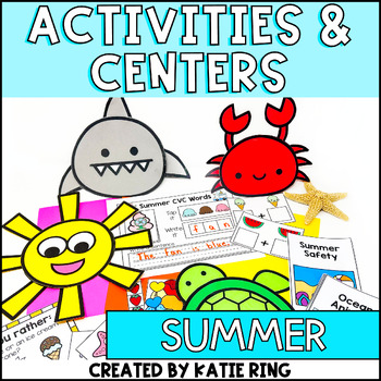 Preview of Summer Math and Literacy Centers and Activities -  Ocean Animals Crafts