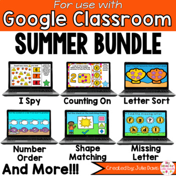 Preview of Summer Math and Phonics Digital Bundle for Google Classroom