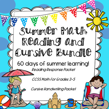Preview of Summer Math and Reading BUNDLE--Third, Fourth, Fifth Grade