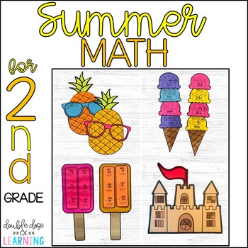 Preview of Summer Math for 2nd Grade {Fractions, 3 digit addition, & MORE}