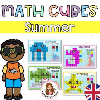 Preview of Summer Mathlink Cubes. Snap cubes. May. June. Ocean.