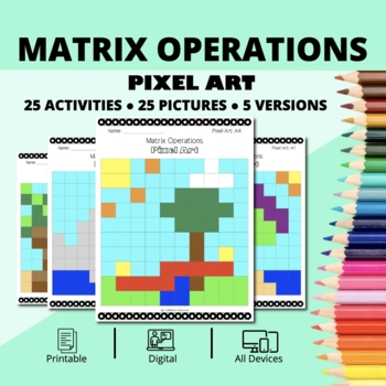 Preview of Summer: Matrix Operations Pixel Art Activity