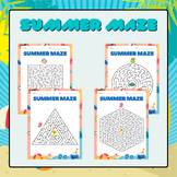 Summer Maze Puzzle Worksheets for Early Finishers Activity