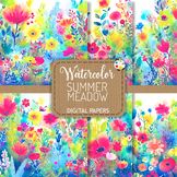 Summer Meadow Set 2 - Watercolor Country Floral Clipart Il