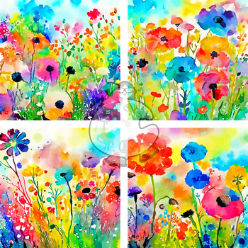 Summer Meadow Watercolor Floral Collection
