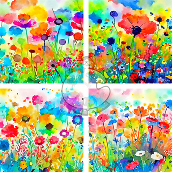 Summer Meadow Watercolor Collection