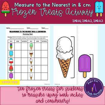 Preview of Summer Measure to the Nearest Inch & Centimeter Activity: Ice Cream & Popsicles