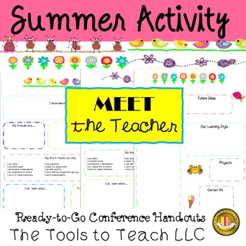 Preview of Summer Editable Meet the Teacher Parent Student Conferences No Prep