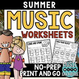 Summer NO PREP Mega Pack of Music Worksheets