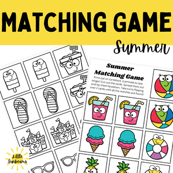 Summer Memory Matching Game by Little Sunbeams | TPT