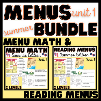 Preview of Summer Menus BUNDLE1 - Reading Menus & Menu Math - Life Skills