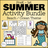 Summer Mermaids / Ocean Activities & Worksheets for PreK-1st