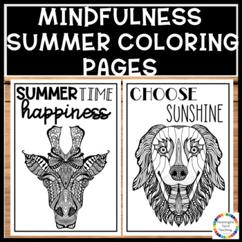 Preview of Summer Mindfulness Coloring Page Doodles For Kids and Teens NO PREP