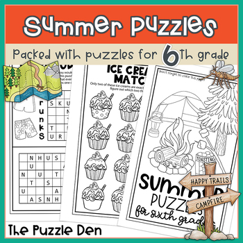 Summer Mini Puzzle Book for Sixth Graders by The Puzzle Den | TPT