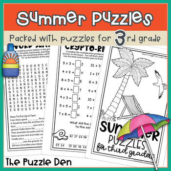 Summer Mini Puzzle Book for Third Graders by The Puzzle Den | TpT