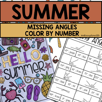 Preview of Summer Missing Angles Color by Number - Complementary and Supplementary