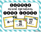 Summer Mixed Operations Task Cards: Addition Subtraction M