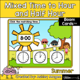 Summer Mixed Time to the Hour/Half Hour Boom Cards - Digit
