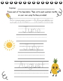 Summer Months of the Year CUTE! Handwriting & Spelling Pra