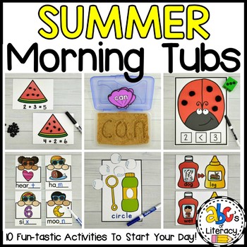 Preview of Summer Morning Tubs for Kindergarten - June/July Morning Work Bins for Kinder