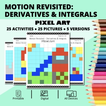 Preview of Summer: Motion Along a Line Revisited Pixel Art Activity