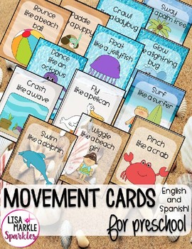 Preview of Summer Movement Cards for Preschool and Brain Break Transition Activity