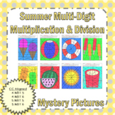 Summer Multi-Digit Multiplication and Division Mystery Pictures