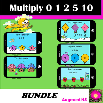 Preview of Summer Multiplication 0 1 2 5 10 Boom Cards™ BUNDLE