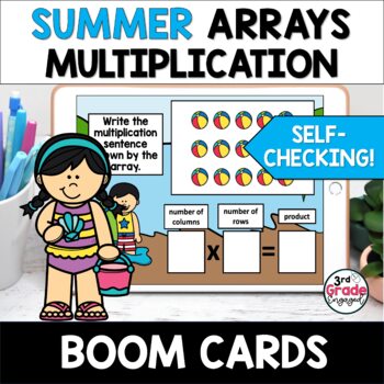 Preview of Multiplication with Arrays Math Boom Cards Digital Task Cards Activity