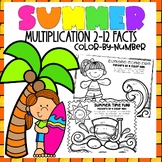 Multiplication Facts 2-12 Color-By-Number | Summer Themed
