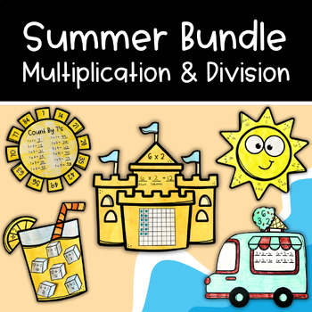 Preview of Summer Multiplication & Division Math Craft Bundle