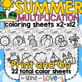 Summer Multiplication Facts Coloring Sheets x2-x12 End of Year