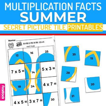 Preview of Summer Multiplication Facts Worksheets | Secret Picture Tiles