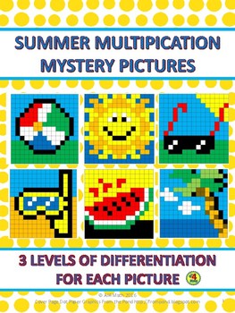 Preview of Summer Multiplication Mystery Pictures