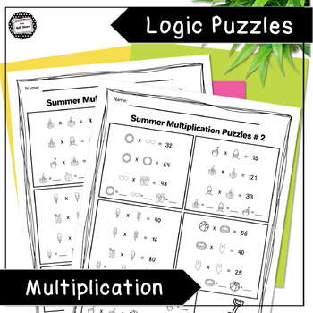 Preview of Summer Multiplication Picture Math Logic Puzzles