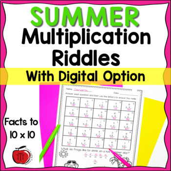 Preview of Summer Multiplication Riddles and Sort - Digital Option