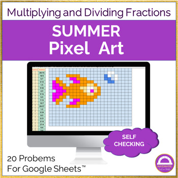 Preview of Summer Multiplying and Dividing Fractions Pixel Art Activity