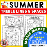Summer Music Activities: 12 Maze Puzzles using Treble Line
