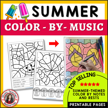 Preview of End of Year Music Activities - Summer - Music Coloring Pages - Elementary Music